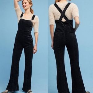 Anthropologie Pilcro and the Letterpress Black Velvet Overalls Size 27